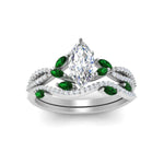 Load image into Gallery viewer, marquise-cut-twisted-vine-luxury-emerald-bridal-ring-set-in-white-gold-FDENR3211MQGEMGRANGLE3-NL-WG
