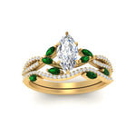 Load image into Gallery viewer, marquise-cut-twisted-vine-luxury-emerald-bridal-ring-set-in-yellow-gold-FDENR3211MQGEMGRANGLE3-NL-YG
