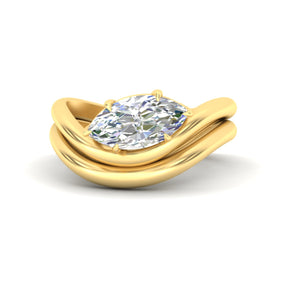 Wave Solitaire Wedding Band Set