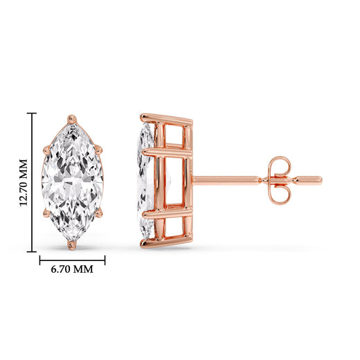Marquise Diamond 6 Prong Stud Earrings Half Carat