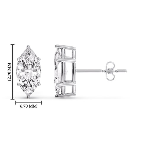 Marquise Diamond 6 Prong Stud Earrings Half Carat
