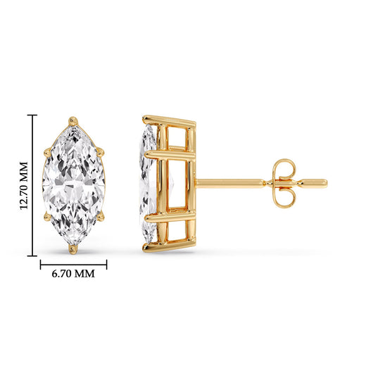 Marquise Diamond 6 Prong Stud Earrings Half Carat