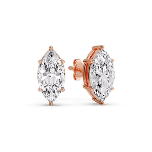 6 Prong Marquise Diamonds Solitaire Stud Earring in Basket Setting