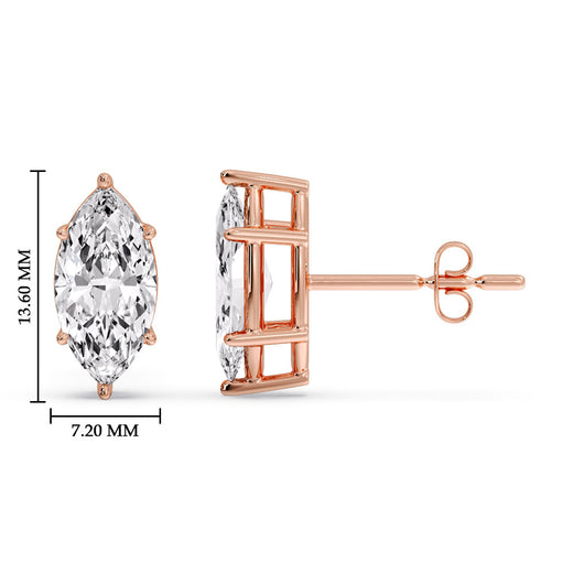 Marquise Diamond 6 Prong Stud Earrings Half Carat