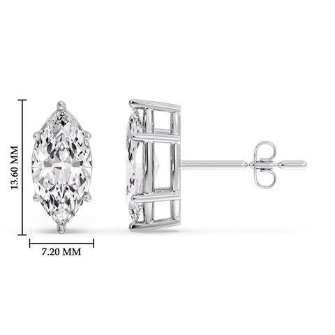 Marquise Diamond 6 Prong Stud Earrings Half Carat