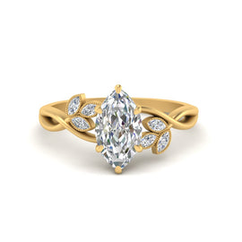 Bezel Set Nature Inspired Engagement Ring