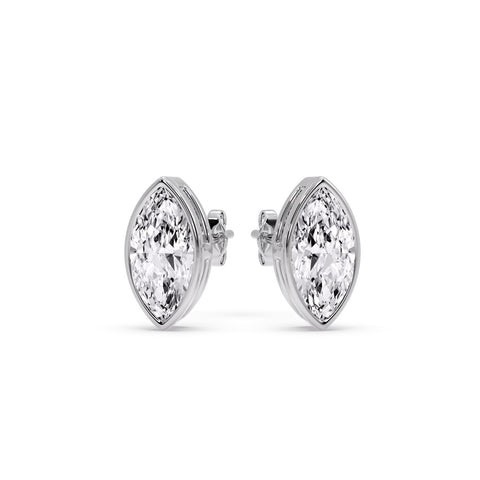 Bezel Stud Earring One Carat Marquise Diamond