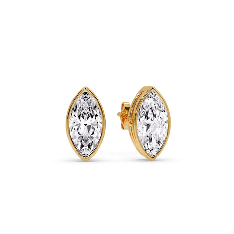Bezel Stud Earring One Carat Marquise Diamond