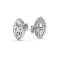Thumbnail 56 - Bezel Stud Earring One Carat Marquise Diamond