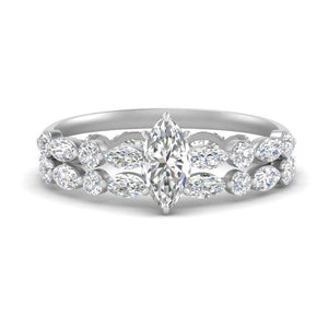 Marquise Cut Floating Marquise Accent Ring With Eternity Band