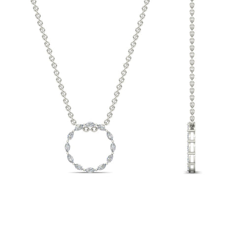 Marquise Diamond Open Circle Pendant