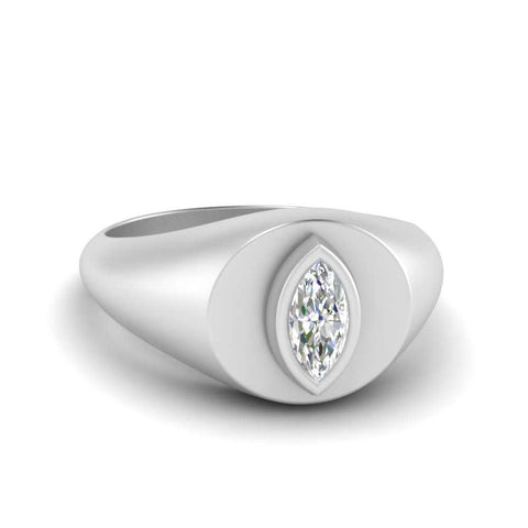 Marquise Disc Thick Signet Ring