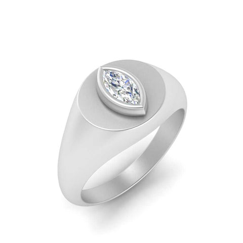 Marquise Disc Thick Signet Ring
