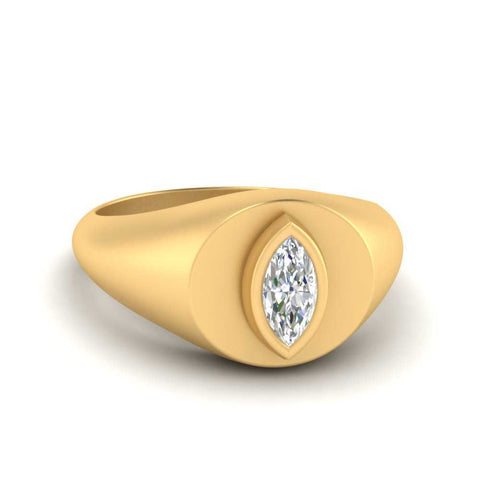 Marquise Disc Thick Signet Ring