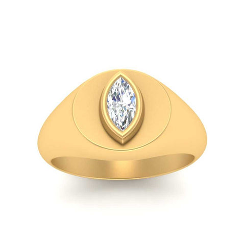 Marquise Disc Thick Signet Ring
