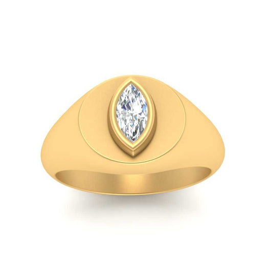 Marquise Disc Thick Signet Ring