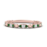 Load image into Gallery viewer, marquise-dot-stacking-diamond-band-with-emerald-in-rose-gold-FD9997BGEMGRANGLE3-NL-RG.jpg
