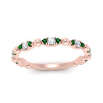 Load image into Gallery viewer, marquise-dot-stacking-diamond-band-with-emerald-in-rose-gold-FD9997BGEMGRANGLE3-NL-RG.jpg
