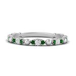 Load image into Gallery viewer, marquise-dot-stacking-diamond-band-with-emerald-in-white-gold-FD9997BGEMGRANGLE3-NL-WG.jpg
