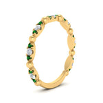 Load image into Gallery viewer, marquise-dot-stacking-diamond-band-with-emerald-in-yellow-gold-FD9997BGEMGRANGLE3-NL-YG.jpg
