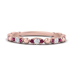 Load image into Gallery viewer, marquise-dot-stacking-diamond-band-with-pink-sapphire-in-rose-gold-FD9997BGSADRPIANGLE3-NL-RG.jpg
