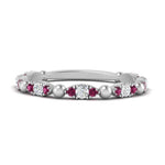 Load image into Gallery viewer, marquise-dot-stacking-diamond-band-with-pink-sapphire-in-white-gold-FD9997BGSADRPIANGLE3-NL-WG.jpg
