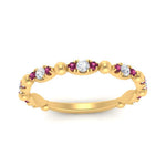 Load image into Gallery viewer, marquise-dot-stacking-diamond-band-with-pink-sapphire-in-yellow-gold-FD9997BGSADRPIANGLE3-NL-YG.jpg
