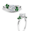 Load image into Gallery viewer, marquise-emerald-bezel-set-nature-inspired-cushion-cut-engagement-ring-in-white-gold-FD10962CURGEMGRANGLE3-NL-WG