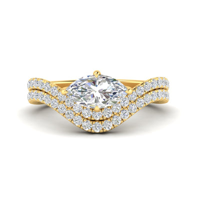 Marquise Lab Grown Engagement Bridal Set With Diamond Band