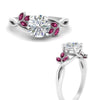 Load image into Gallery viewer, marquise-pink-sapphire-bezel-set-nature-inspired-round-cut-engagement-ring-in-white-gold-FD10962RORGSADRPIANGLE3-NL-WG