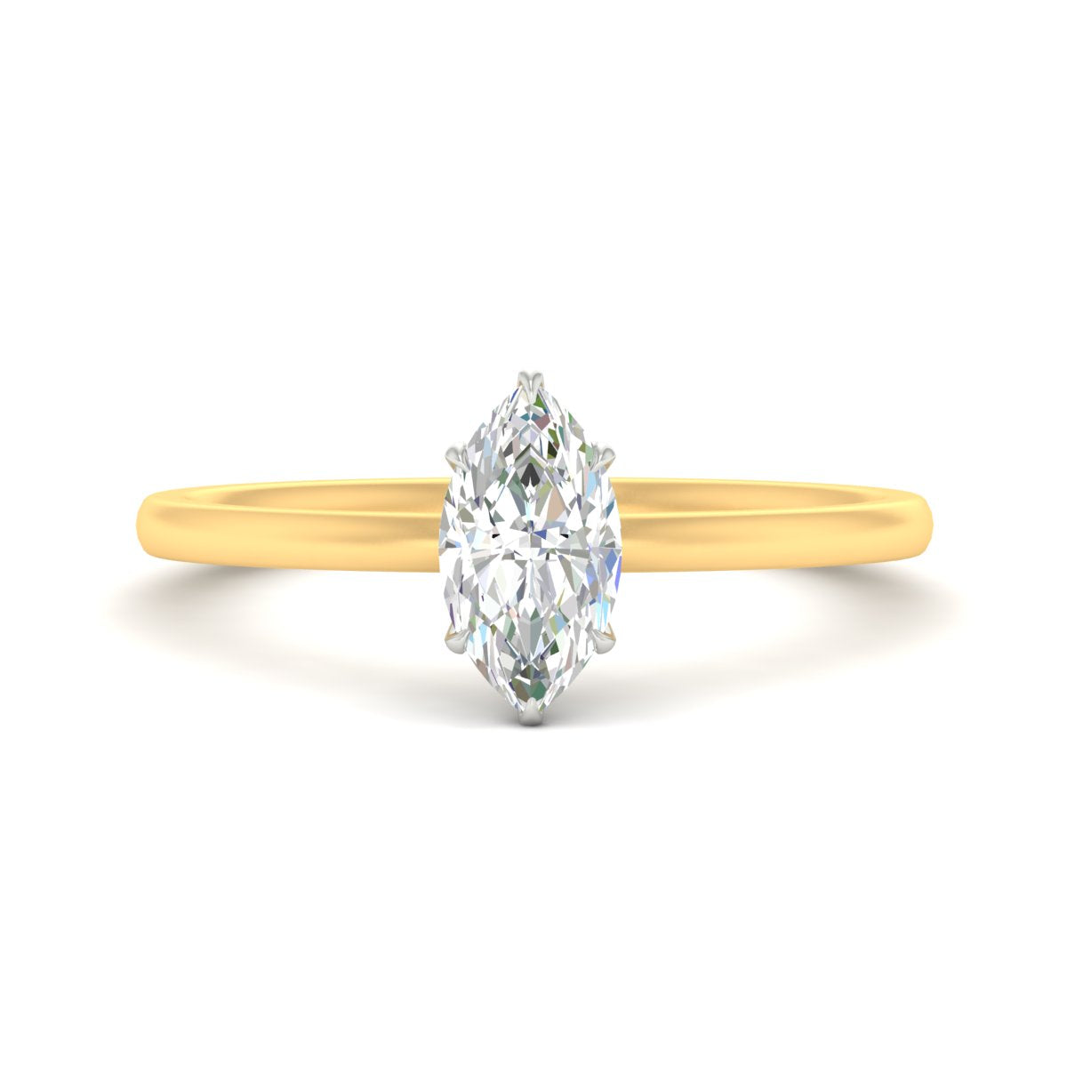 Marquise Cut Two Tone Comfort Fit Solitaire Diamond Ring