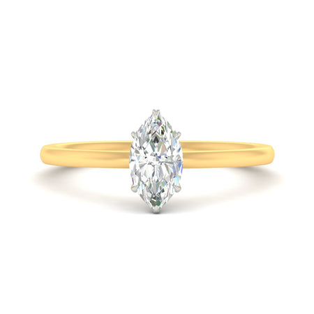 Marquise Cut Two Tone Forever Solitaire Diamond Ring