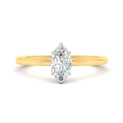 Marquise Cut Two Tone Forever Solitaire Diamond Ring