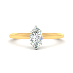 Marquise Cut Two Tone Forever Solitaire Diamond Ring