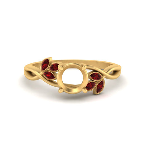 Bezel Set Nature Inspired Semi Mount Ring