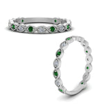 Load image into Gallery viewer, marquise-shaped-thin-stacking-diamond-band-with-emerald-in-white-gold-FDB5381GEMGRANGLE3-NL-WG.jpg
