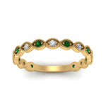 Load image into Gallery viewer, marquise-shaped-thin-stacking-diamond-band-with-emerald-in-yellow-gold-FDB5381GEMGRANGLE3-NL-YG.jpg

