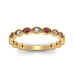 Load image into Gallery viewer, marquise-shaped-thin-stacking-diamond-band-with-pink-sapphire-in-yellow-gold-FDB5381GSADRPIANGLE3-NL-YG.jpg
