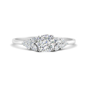 Cushion Cut Diamond Ring With Marquise Accents