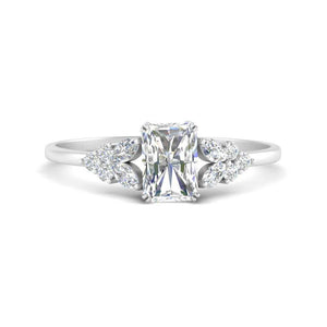 Marquise Accented Radiant Cut Diamond Ring