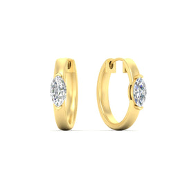 Marquise Solitaire Diamond Huggie Hoop Earrings