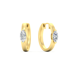 Marquise Solitaire Diamond Huggie Hoop Earrings