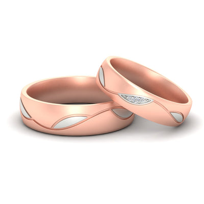 Two Tone Couples Matching Wedding Ring Sets