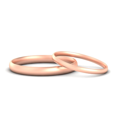 His & Her 2 mm And 4 mm Curved Wedding Bands
