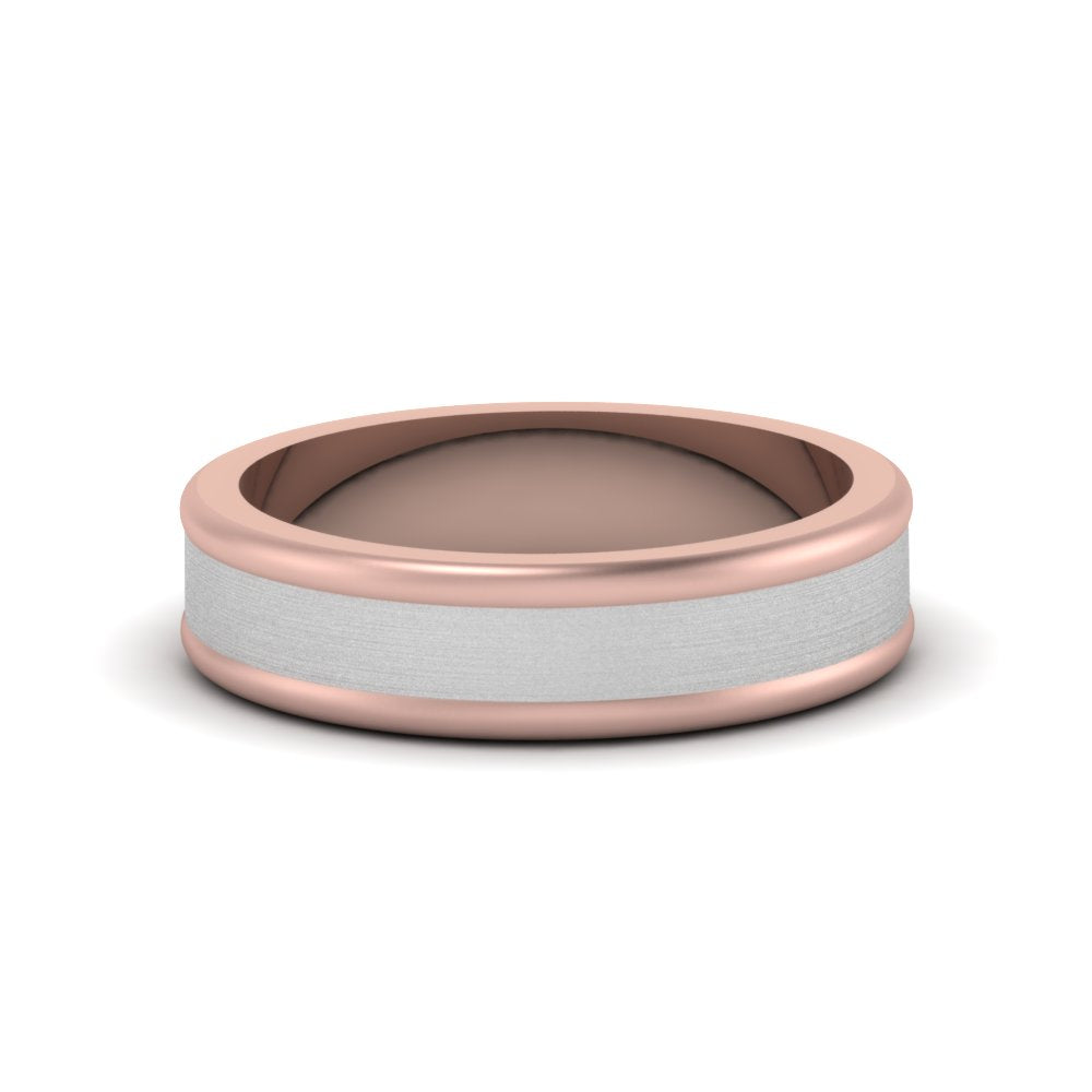 Matte Finish 2 Tone Mens Wedding Ring