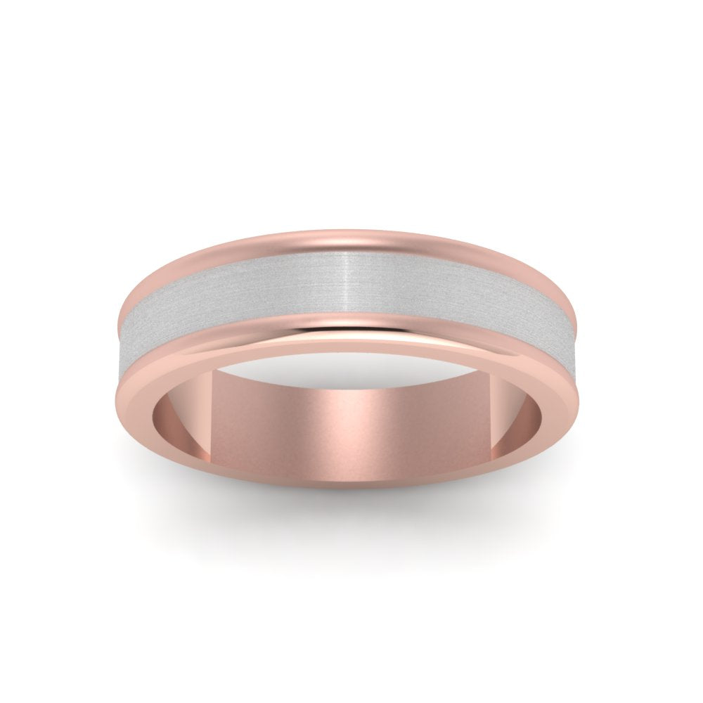 Matte Finish 2 Tone Mens Wedding Ring
