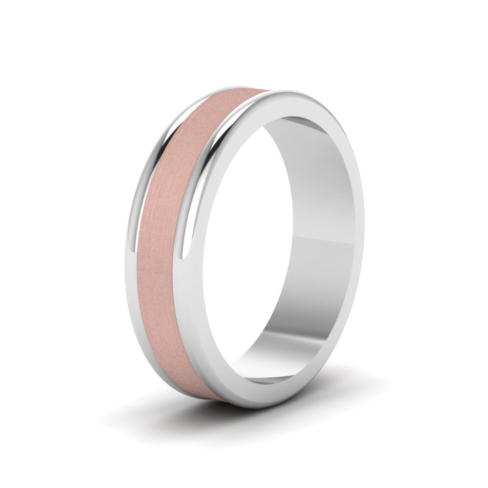 Matte Finish 2 Tone Mens Wedding Ring
