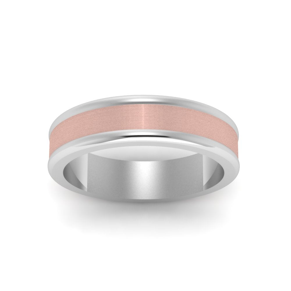 Matte Finish 2 Tone Mens Wedding Ring