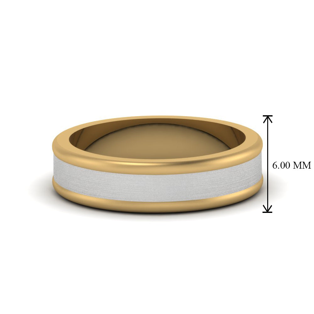 Matte Finish 2 Tone Mens Wedding Ring