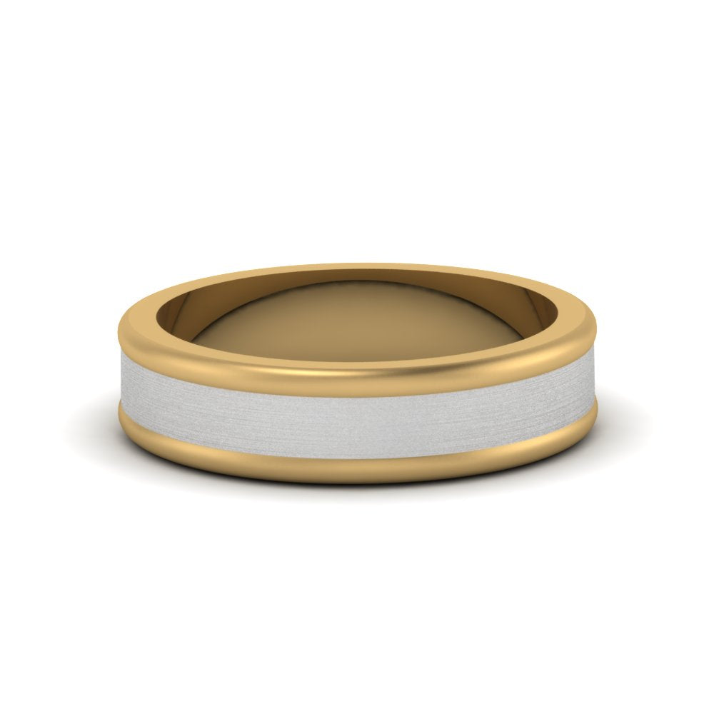 Matte Finish 2 Tone Mens Wedding Ring
